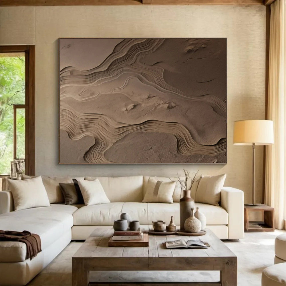 “Sand Dune Waves” - Beige, brown; intricate, flowing sand - like patterns CT1570