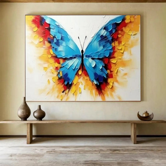 “Vibrant Butterfly” - Bright blues, yellows, reds; textured, colorful butterfly wings CT1507