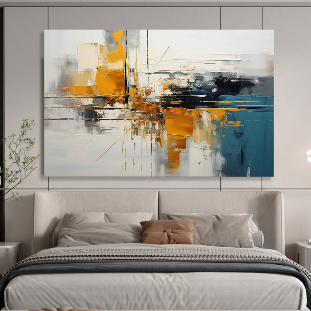 “Urban Geometry in Color” – Abstract Cityscape Acrylic Painting CT1753