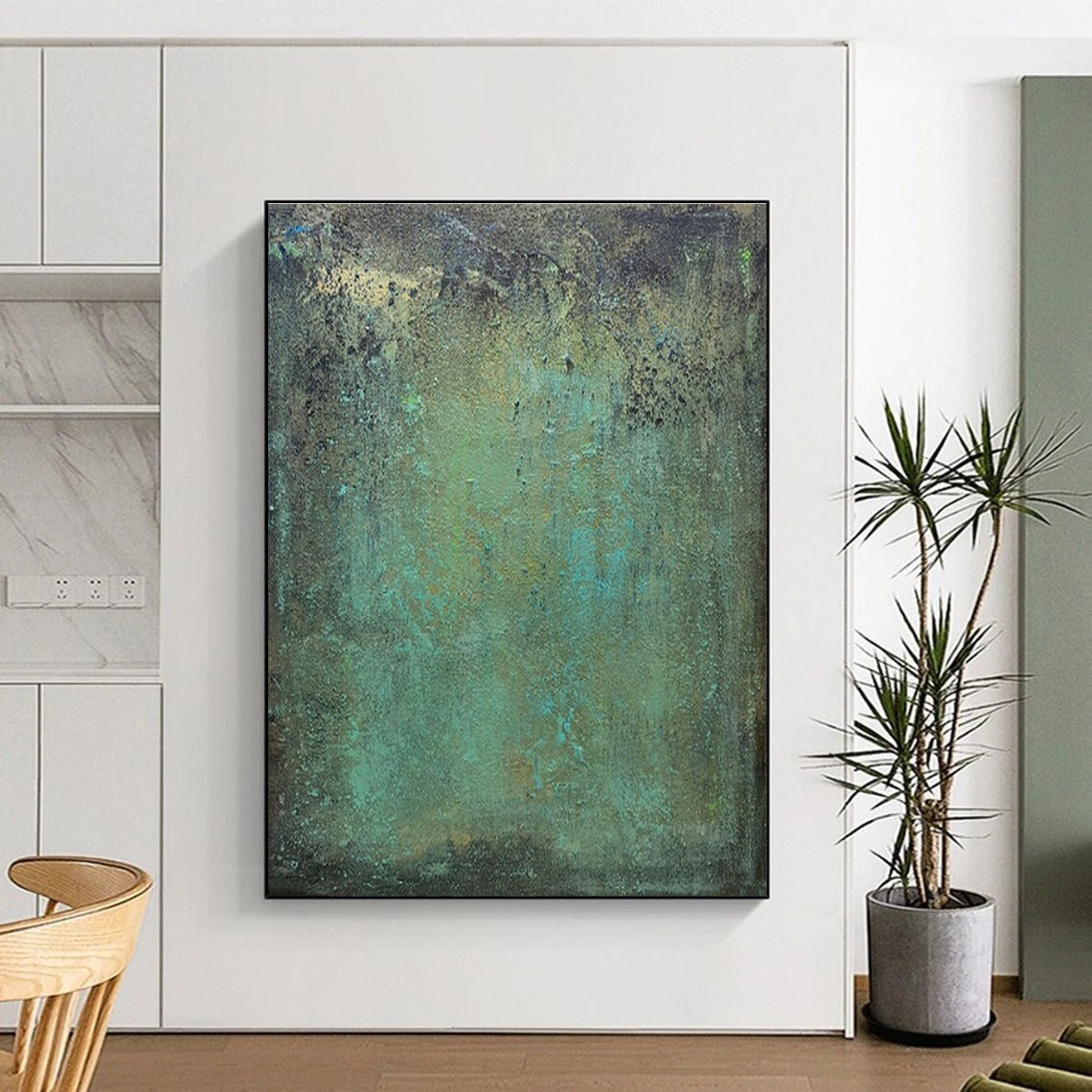 “Teal - Green Textured Patina”,Abstract Textured Art CT0631