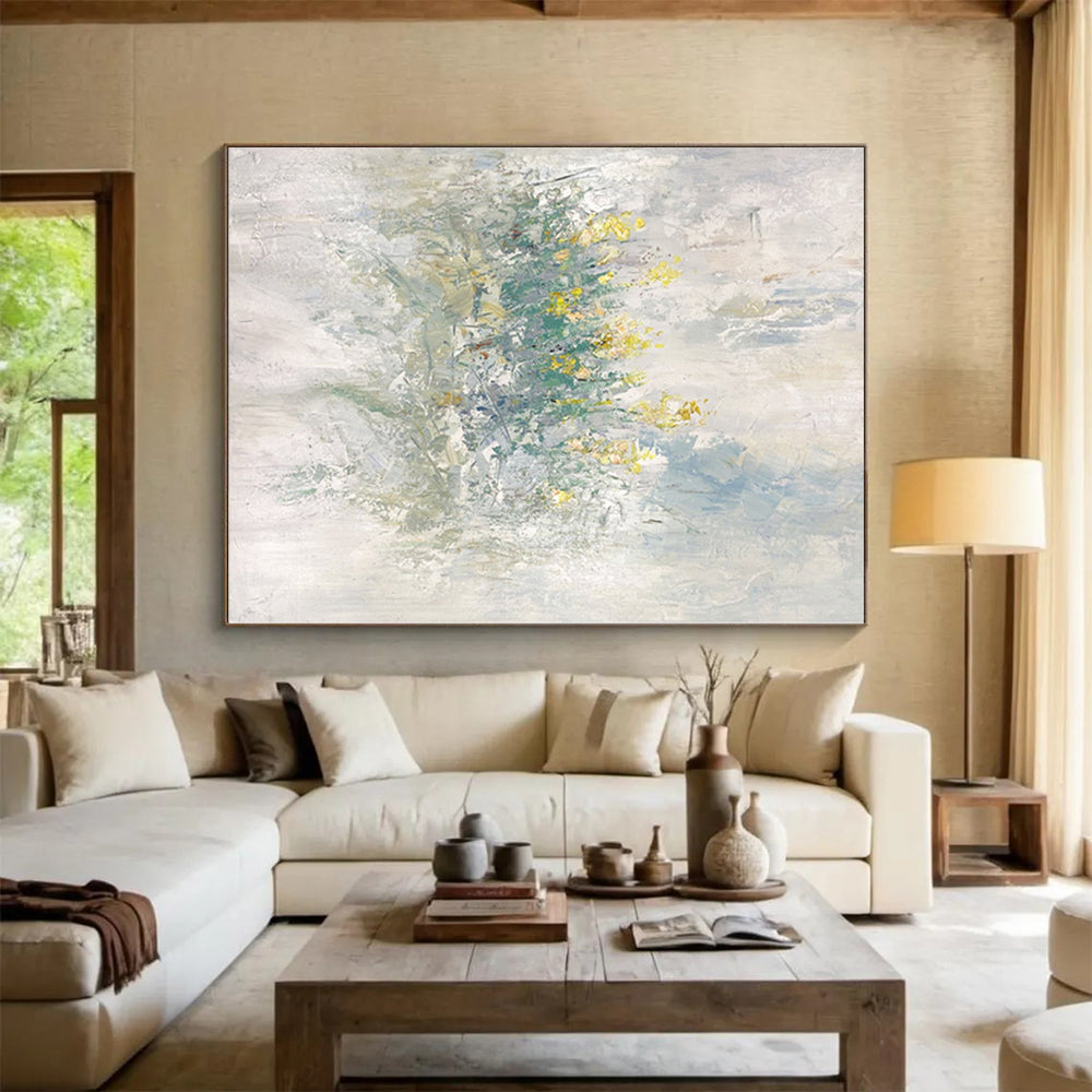 “Soft Yellow Floral Impressions” Abstract Acrylic Art CT0304