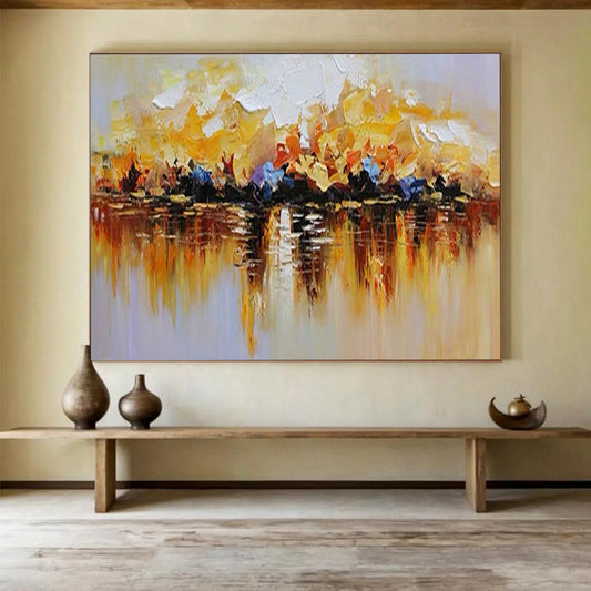 “Colorful Lake Reflection” - Yellow, orange, red, blue, purple; a lake with colorful trees reflected CT1559