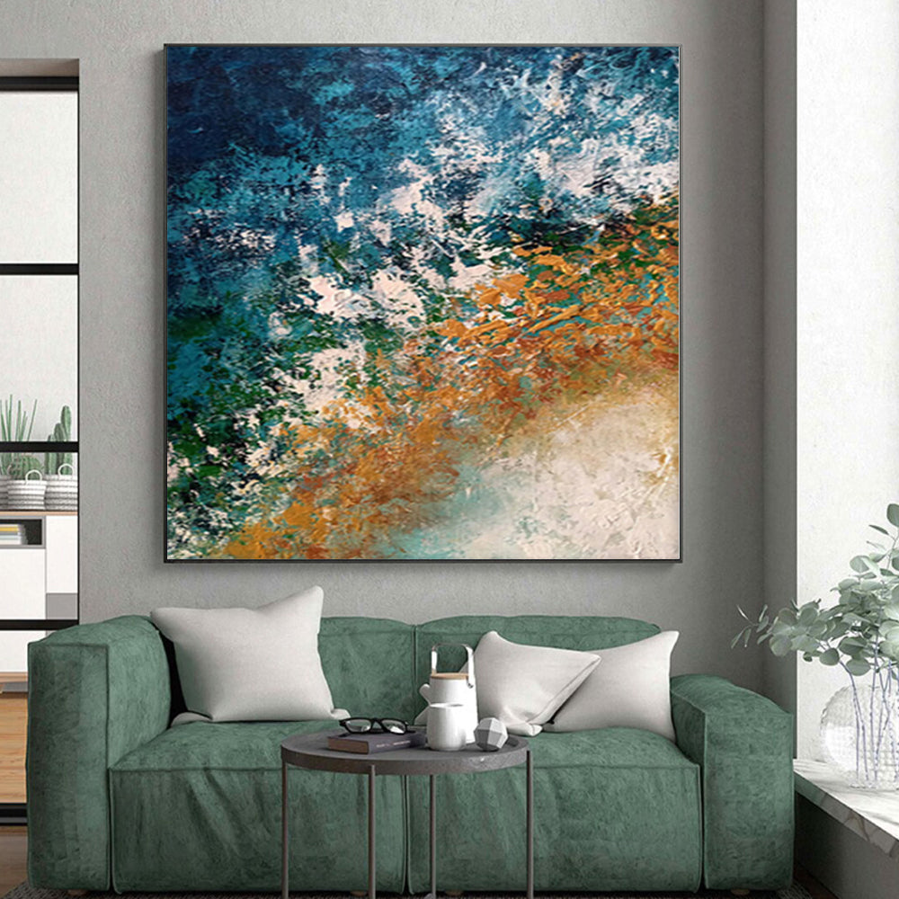 “Pastel Fusion” - Abstract Painting with Light Blue, Coral, Orange, Purple Mix CT0010