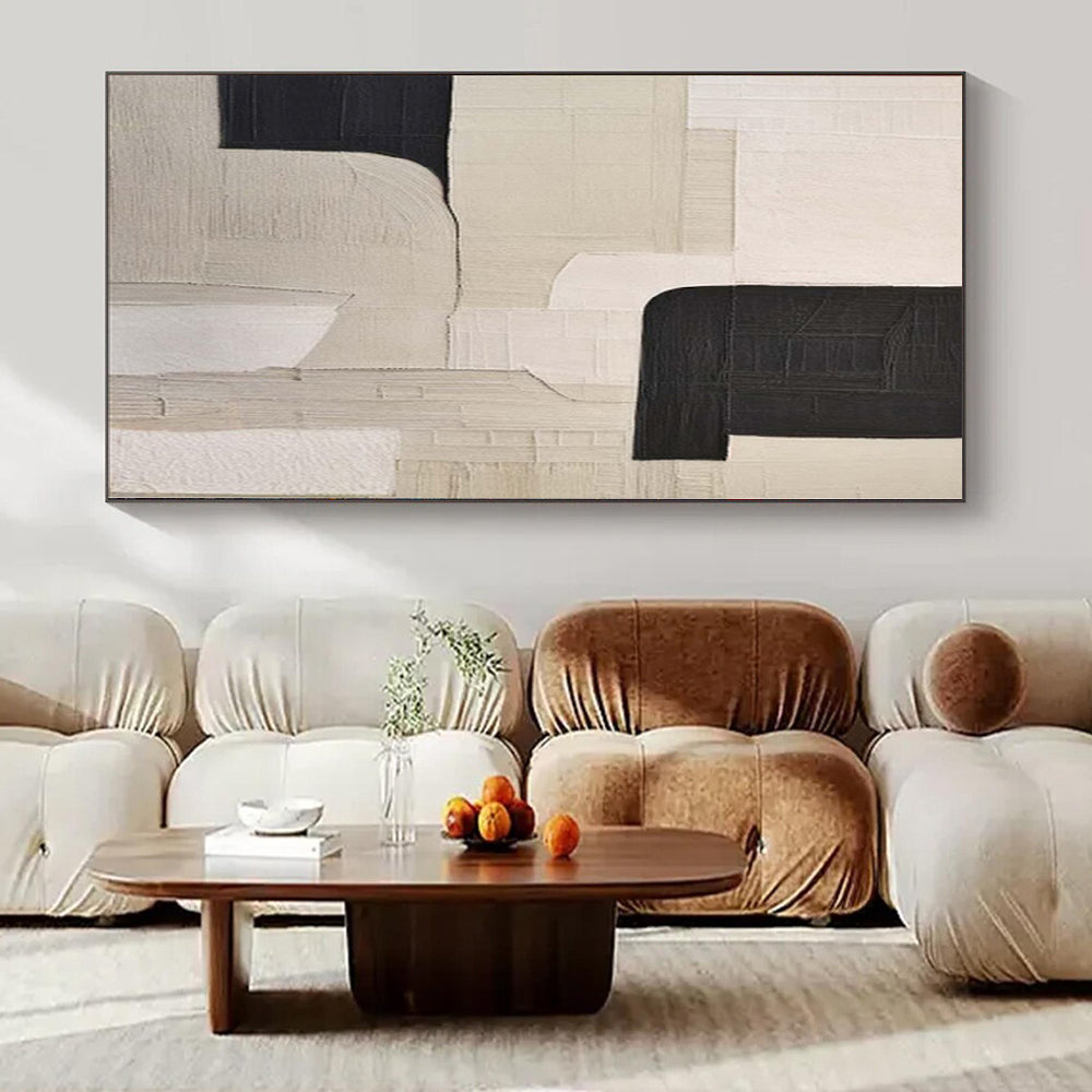 “Muted Beige and Dark Gray” Textured Collage Art CT0148
