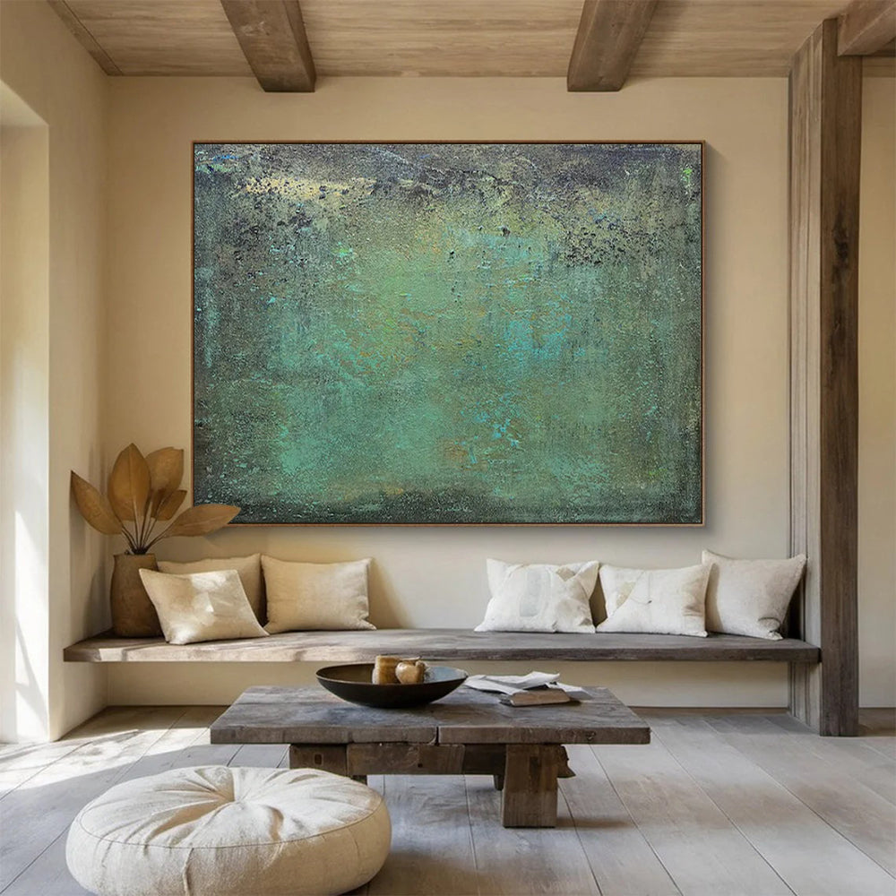 “Mossy Textures” - Greens, blues, earthy tones; textured, weathered abstract surface CT1518