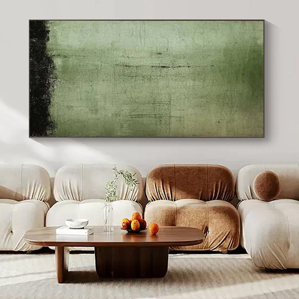 “Green - Black Textured Abstract” Mixed - Media Art CT0154