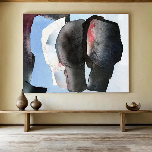 “Color - Accented Silhouette Collage” – Abstract Mixed - Media Collage CT1782