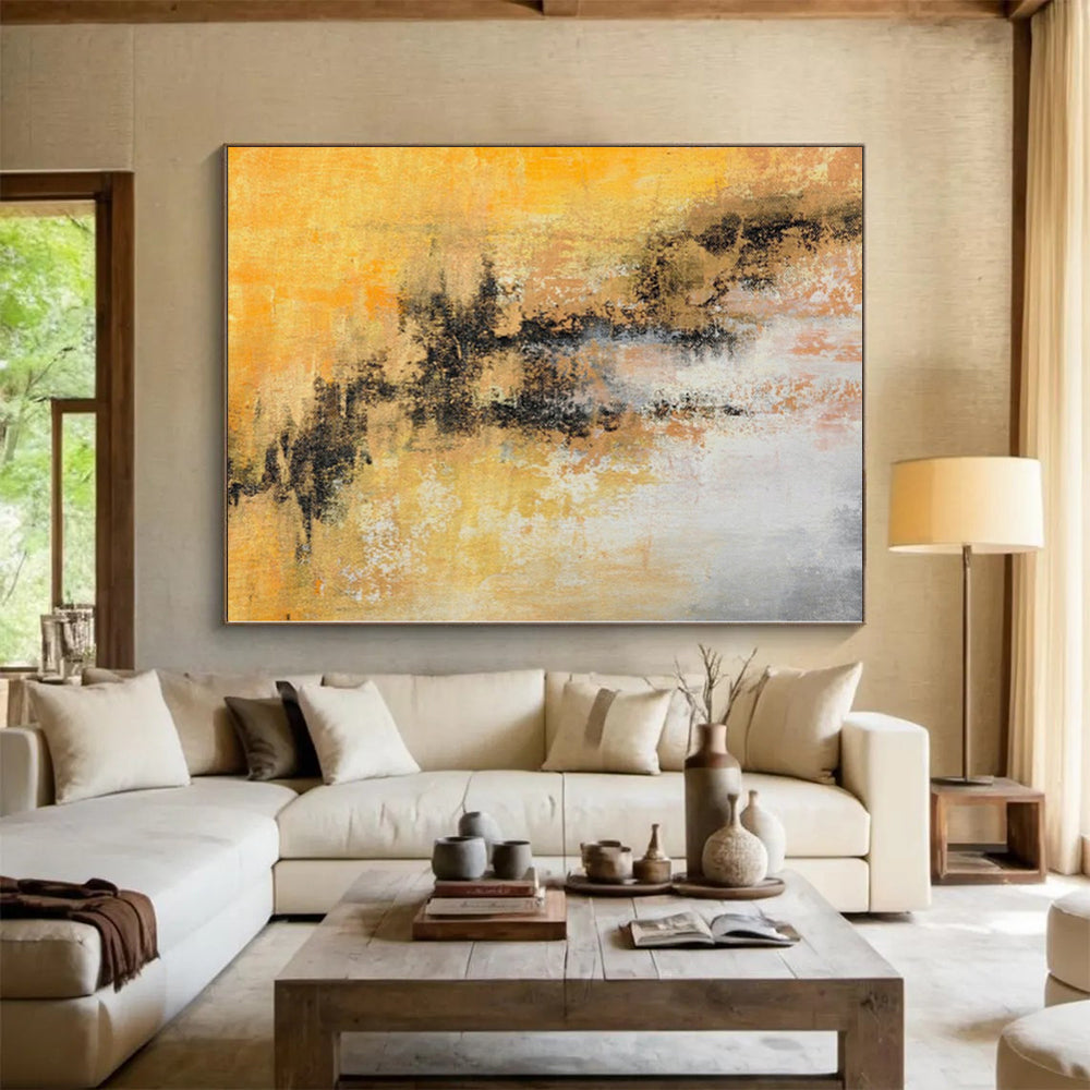 “Sunny Abstraction” - Abstract Art with Yellow, Gray, Black, White CT0041