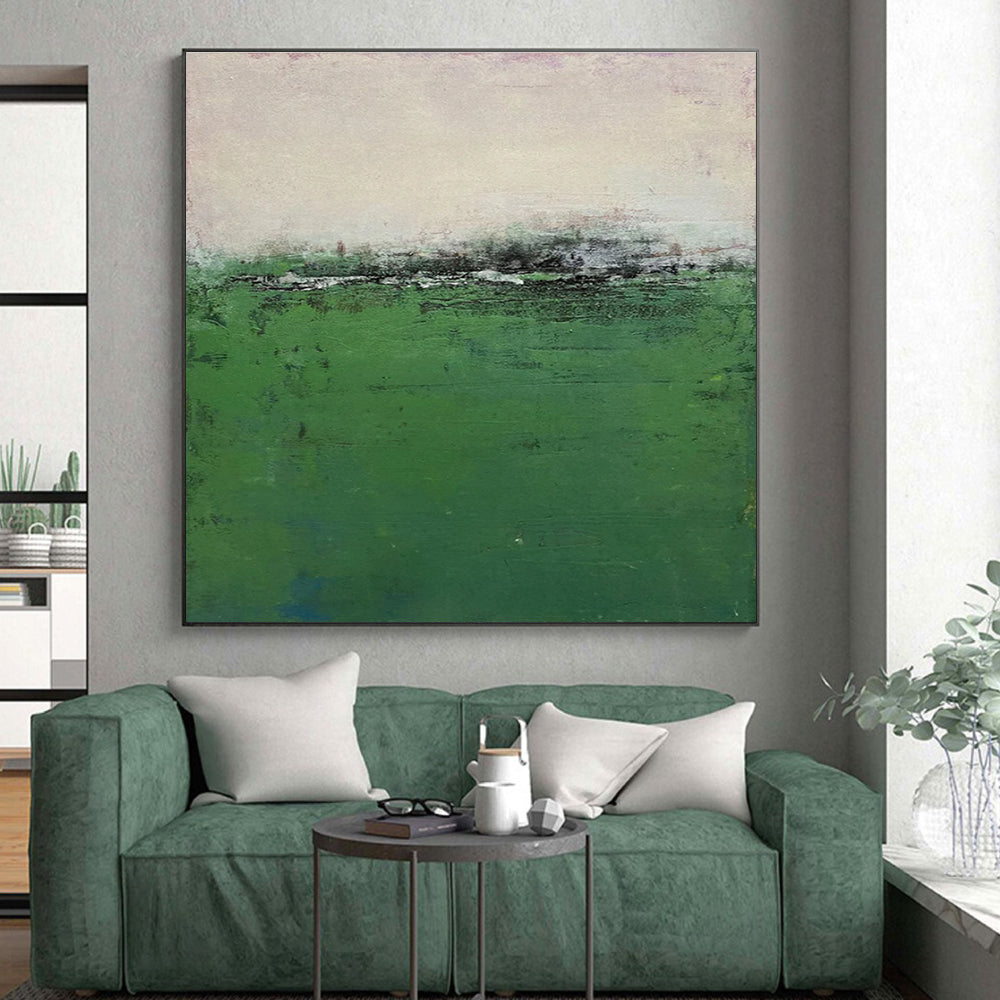 “Misty Green Field”,Abstract Landscape Art CT0645