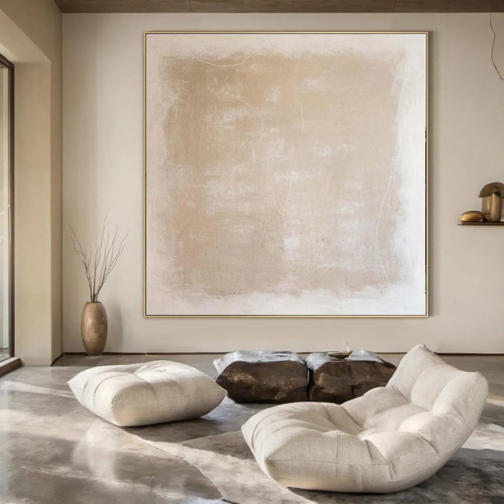 “Soft Beige Textured Simplicity” Abstract Acrylic Work CT0133