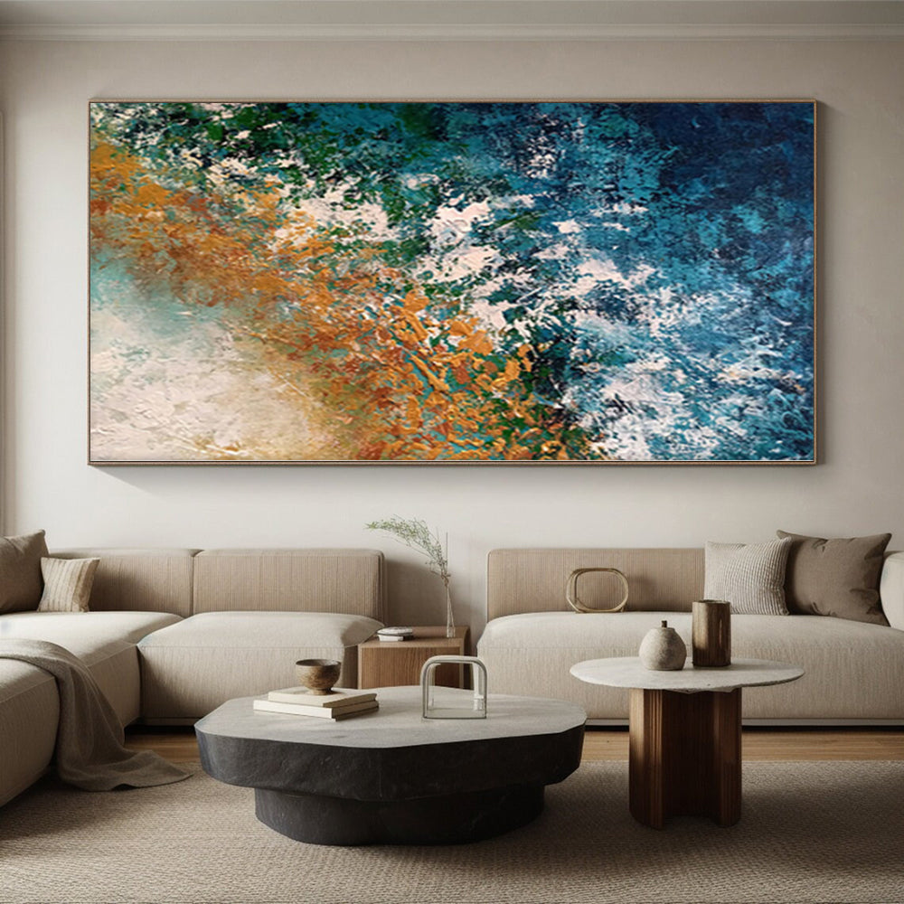 “Pastel Fusion” - Abstract Painting with Light Blue, Coral, Orange, Purple Mix CT0010
