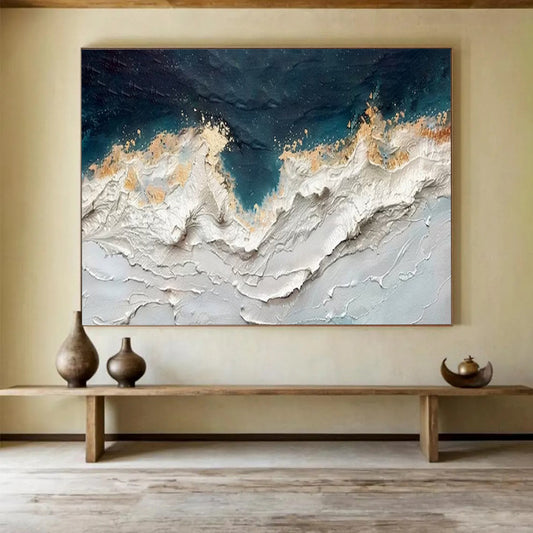 “Textured Ocean Waves” – Impasto Coastal Acrylic Painting CT1749