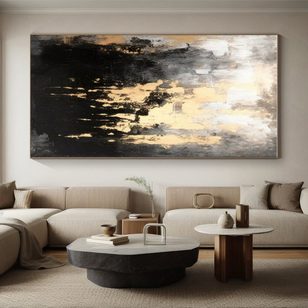 “Black - Grey - Gold Textured Art”,Abstract Textured Art CT0622
