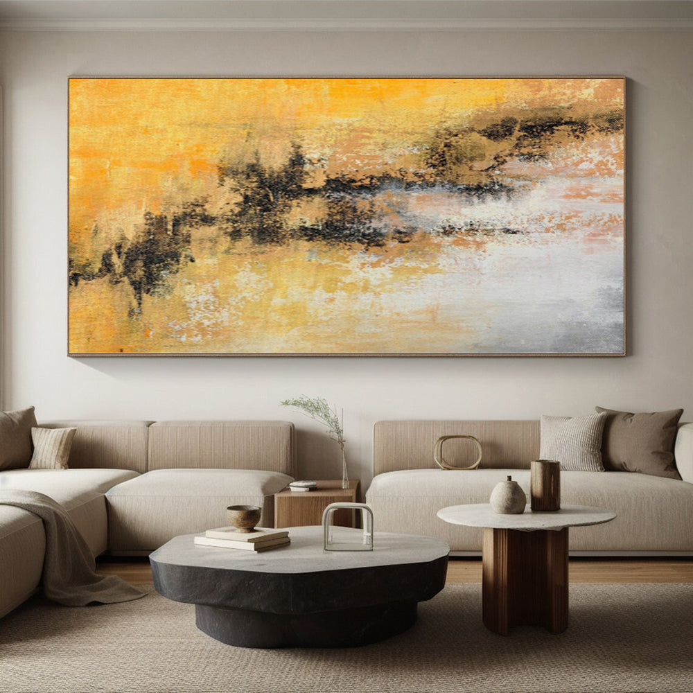 “Sunny Abstraction” - Abstract Art with Yellow, Gray, Black, White CT0041