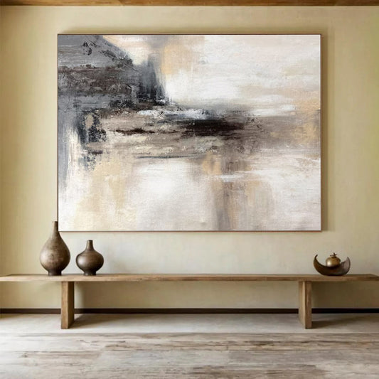 “Neutral Tones Abstract Landscape” – Abstract Oil Painting CT1778