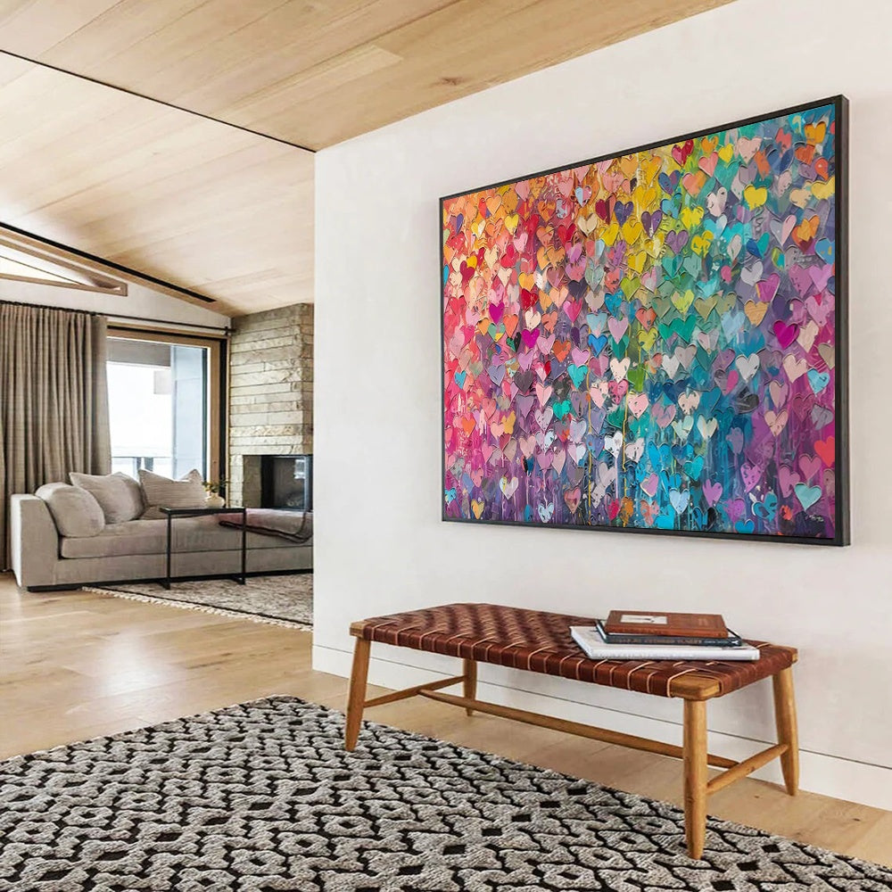 “Rainbow of Hearts” – Pop Art - Inspired Acrylic Painting CT1759