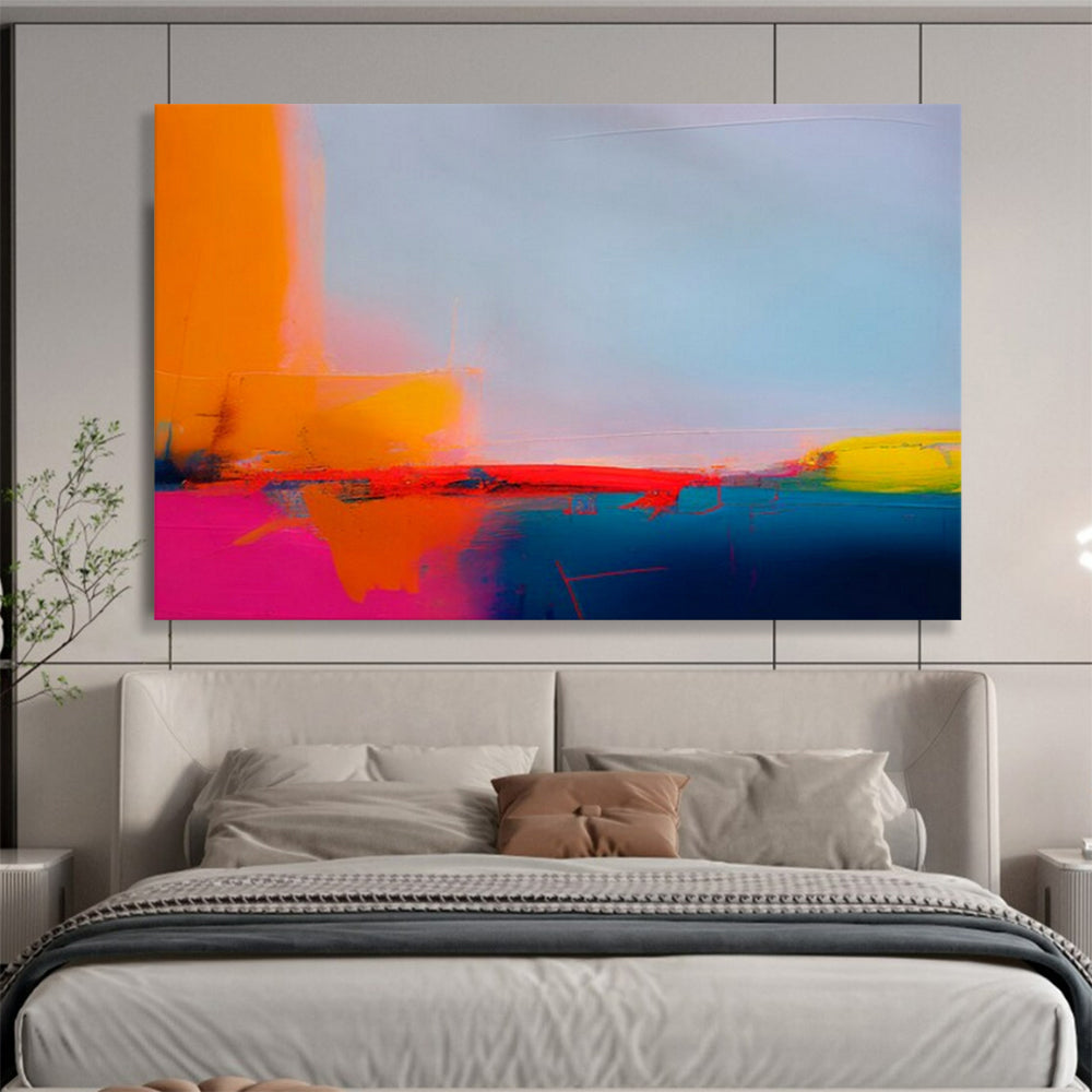 Minimalist abstract with bold color blocks in orange, pink, and blue CT1684