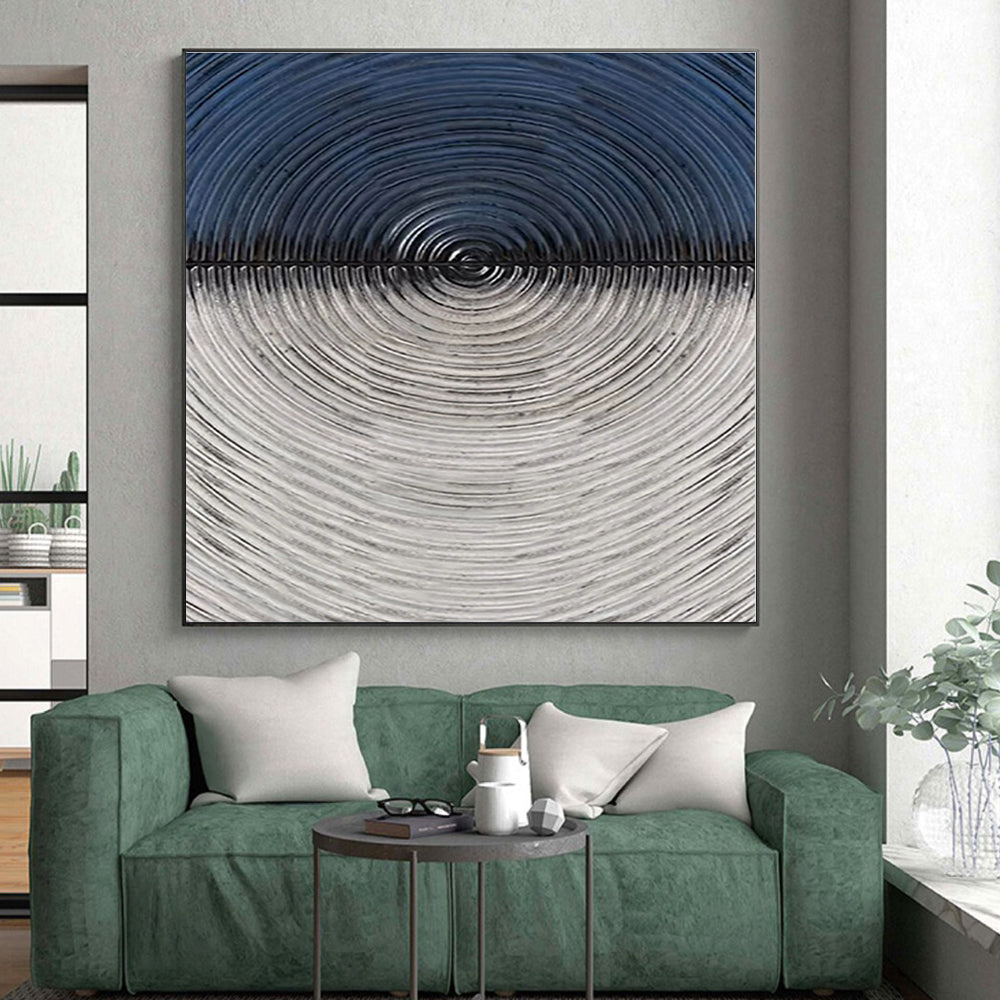 “Black - White Concentric Circles” - Abstract Geometric Painting CT0424