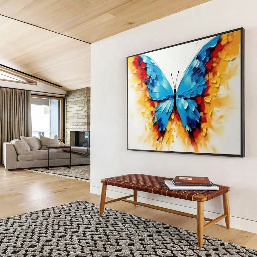 “Vibrant Butterfly” - Bright blues, yellows, reds; textured, colorful butterfly wings CT1507