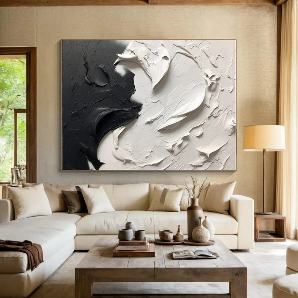 “Textured Monochrome Drama” – Abstract Acrylic Painting CT1729