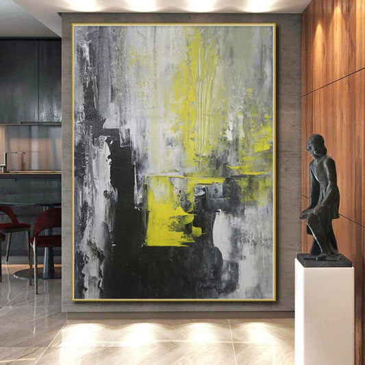 “Neon Urbanity” - Abstract Work with Gray, Yellow, Black, White CT0063