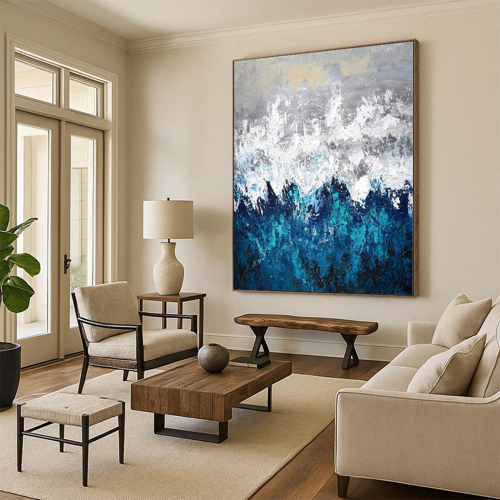 “Gray - Blue Mountain Whispers” Abstract Acrylic Art CT0286