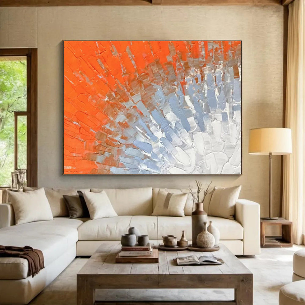 “Orange - Blue Textured Blend” - Abstract Textural Art CT0405