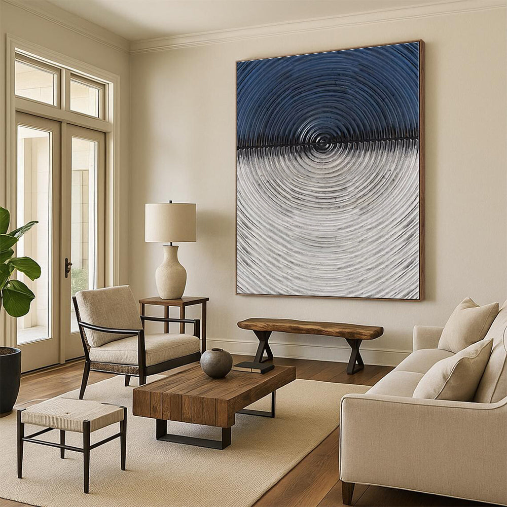 “Black - White Concentric Circles” - Abstract Geometric Painting CT0424