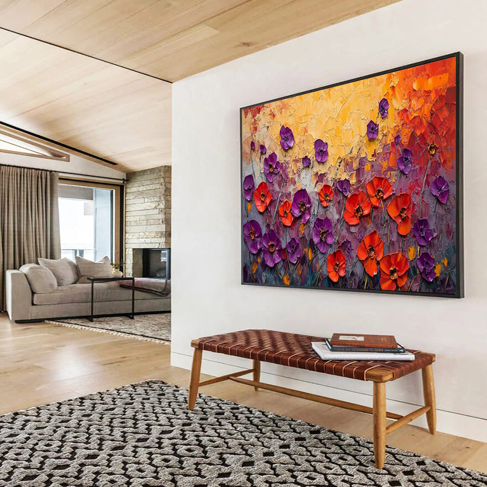 “Impasto Poppies Field” – Textured Floral Oil Painting CT1765