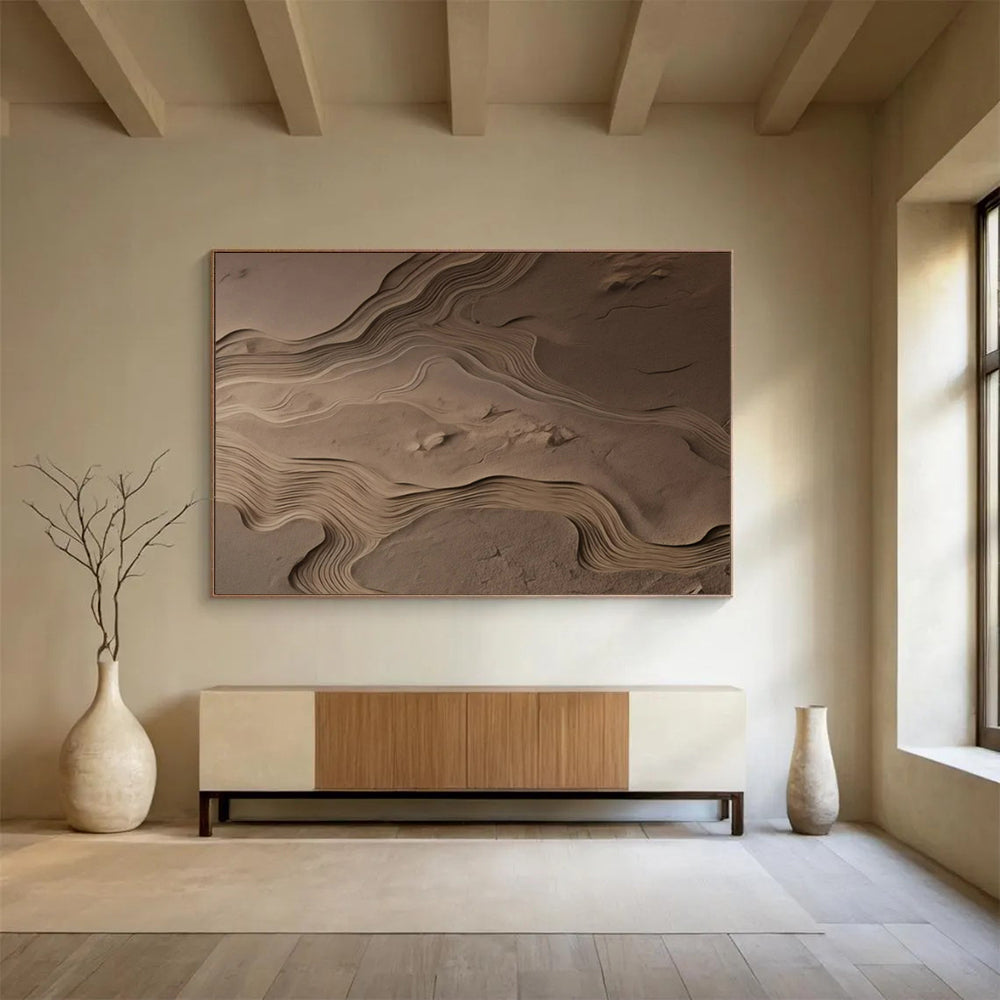 “Sand Dune Waves” - Beige, brown; intricate, flowing sand - like patterns CT1570