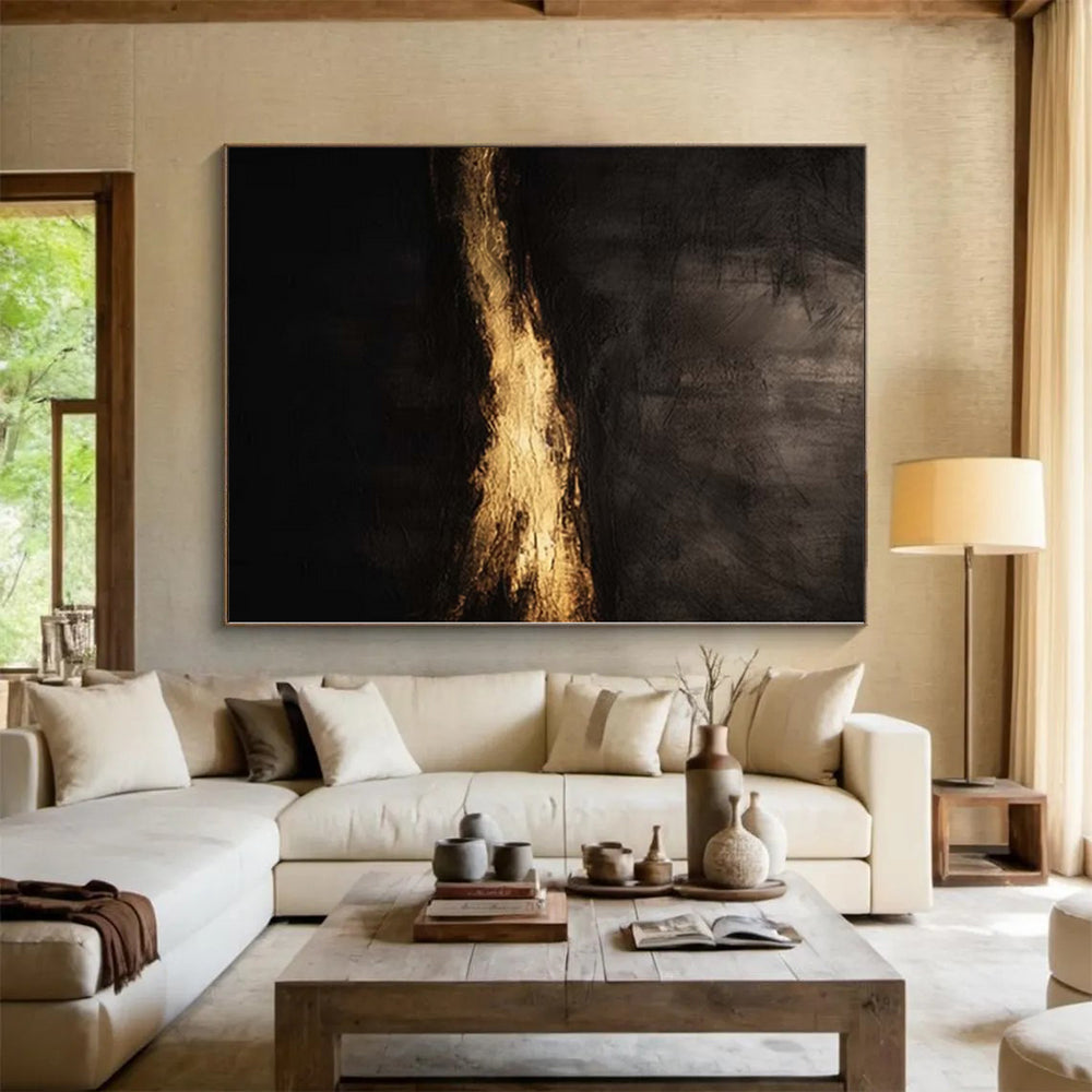 “Dark - gold Abstract Mystery” Minimalist Acrylic Art CT0230