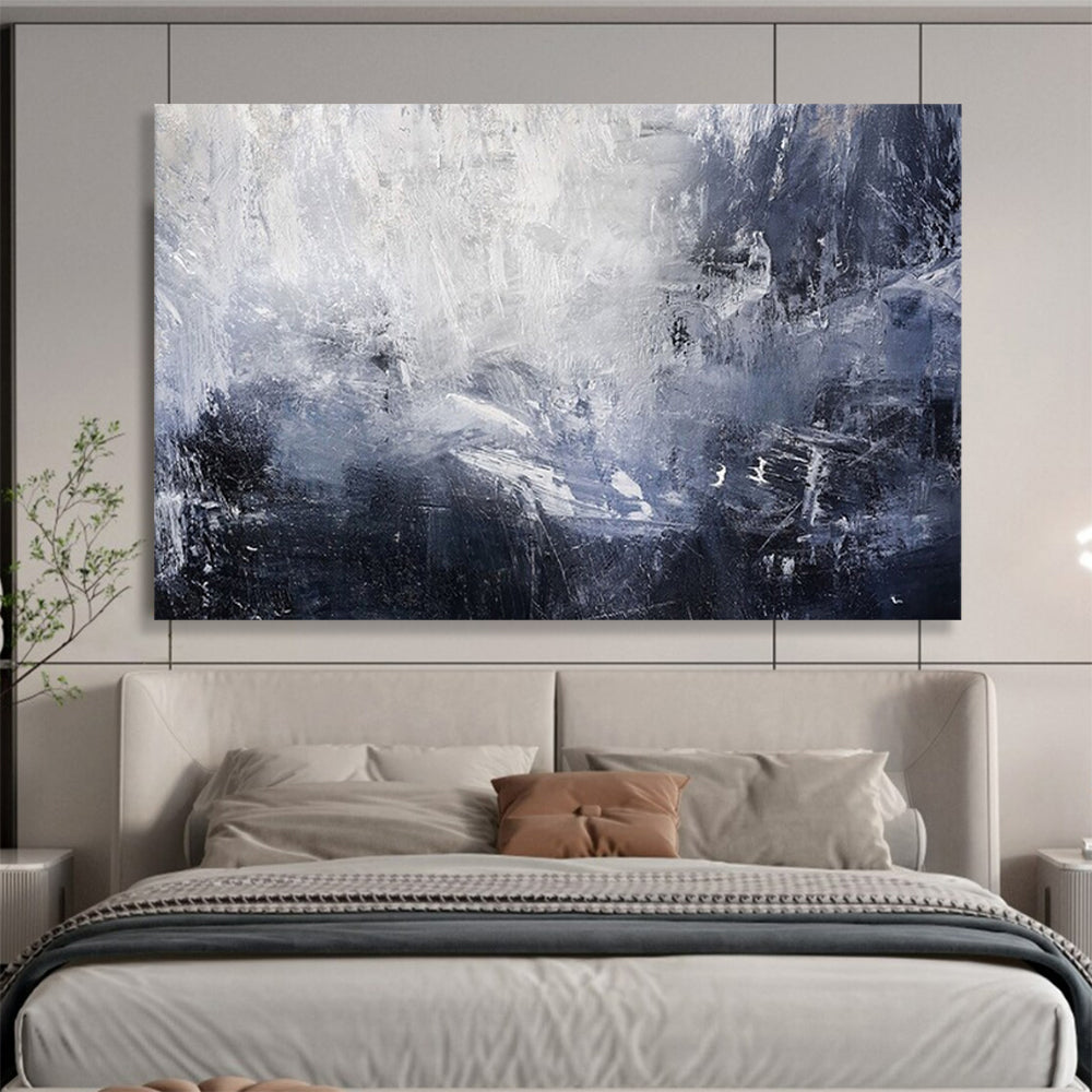 Monochromatic abstract painting with dynamic brushstrokes CT1671