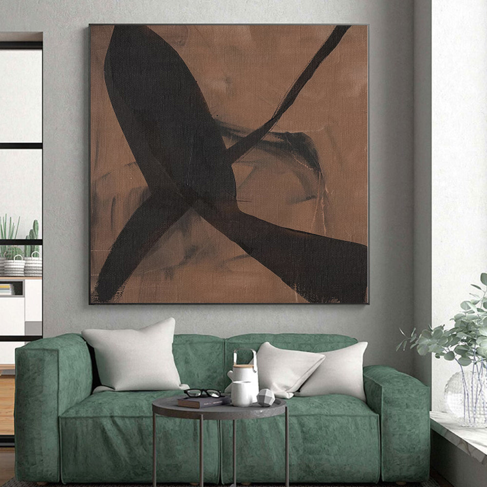 “Brown - Black Intertwined Forms” Abstract Acrylic Art CT0267