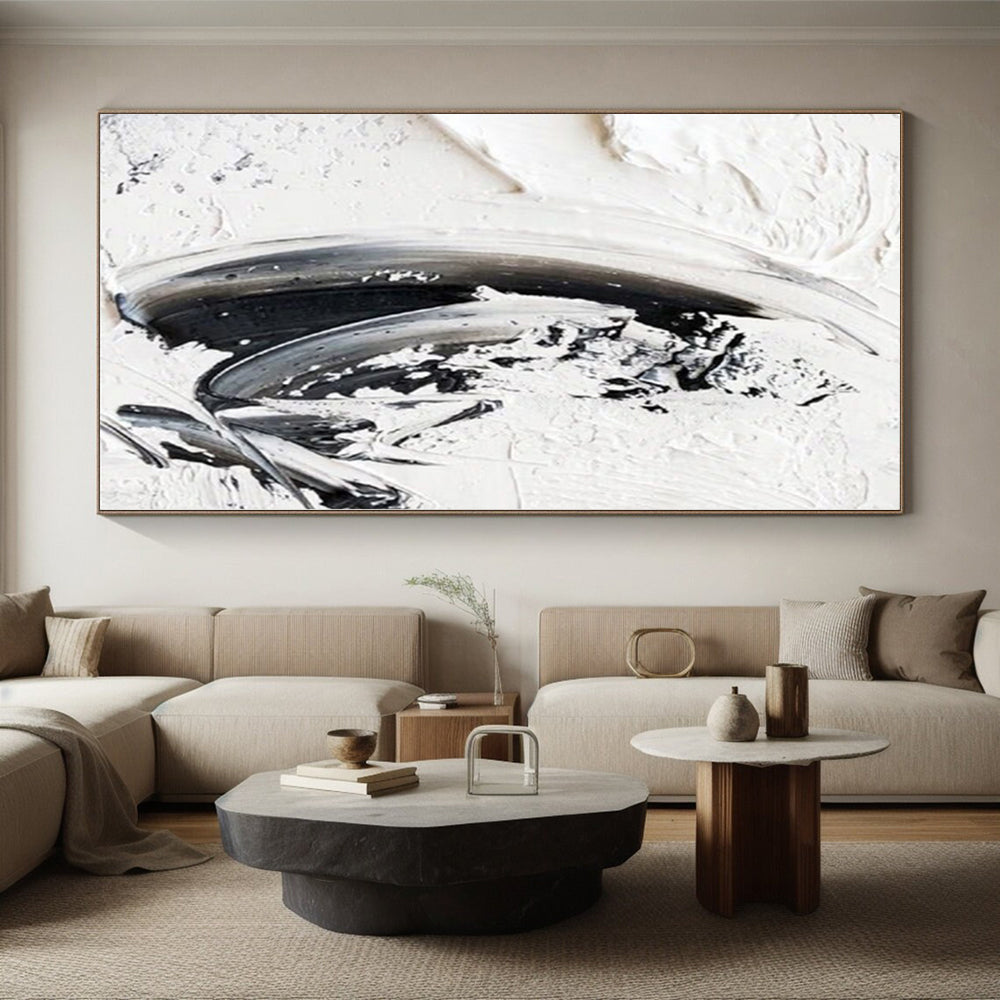 “Black - White Textured Strokes” Impasto Acrylic Art CT0242
