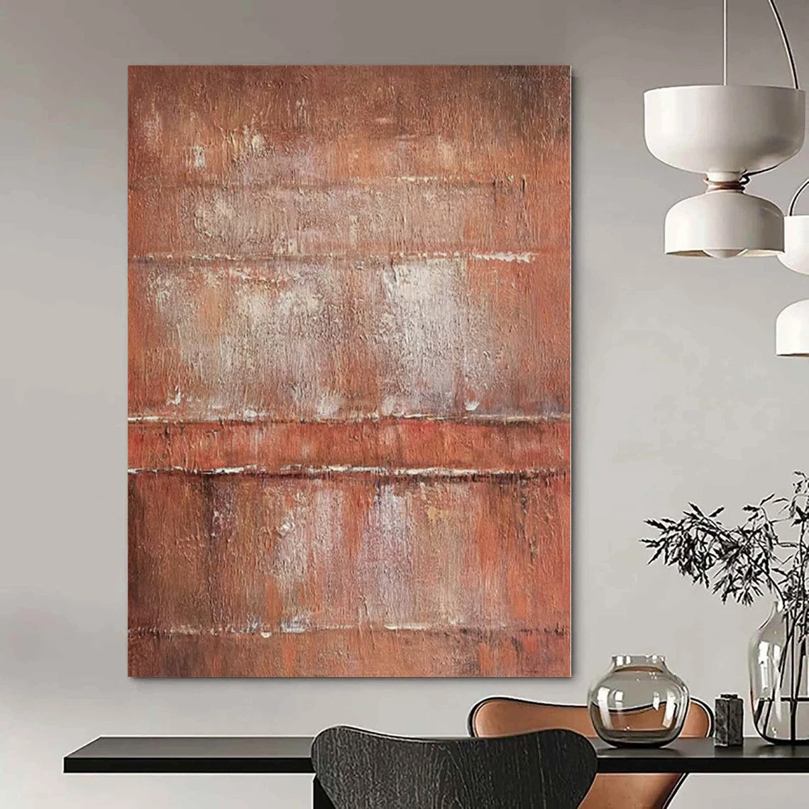 “Rust - Brown Textured Layers” Minimalist Acrylic Art CT0214