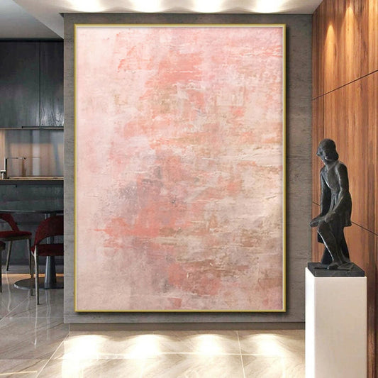 “Blush Whispers” - Abstract Painting with Soft Pink, Beige, Subtle Tones CT0016