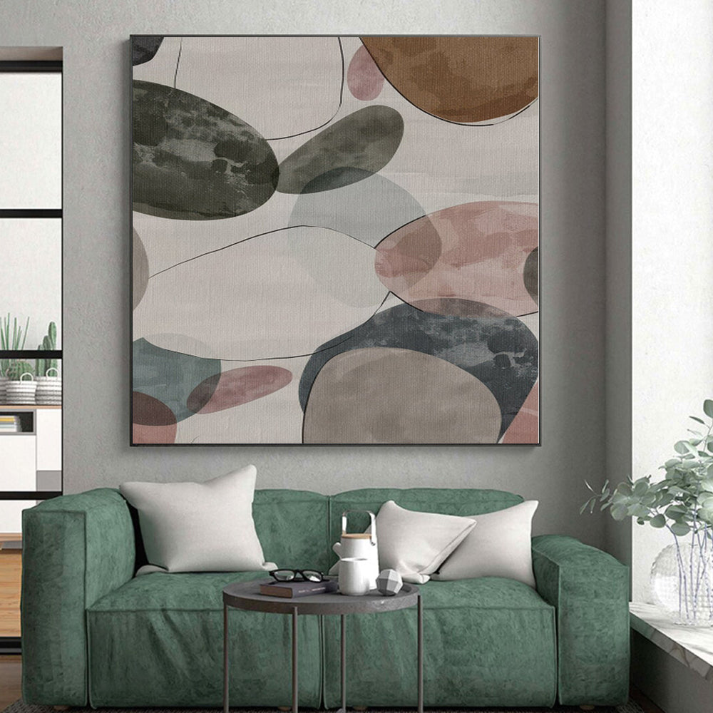 “Colorful Oval Shapes” Abstract Acrylic Art CT0268