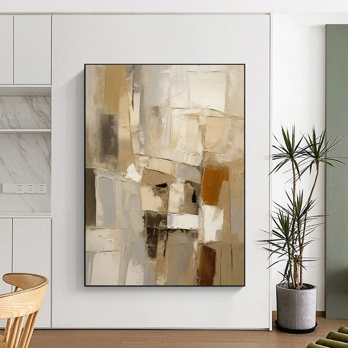 “Neutral - Toned Textured Cubes”,Abstract Textured Art CT0610