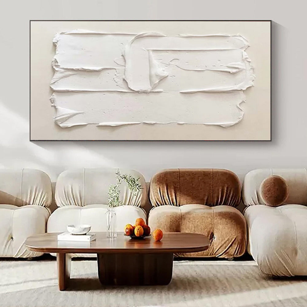 “Pure White Textured Shapes” Plaster Relief Art CT0145