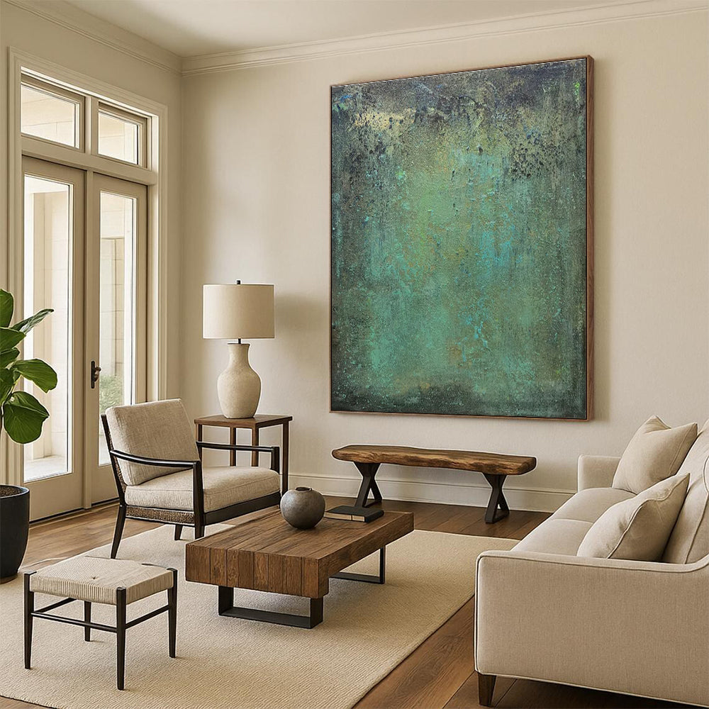 “Teal - Green Textured Patina”,Abstract Textured Art CT0642