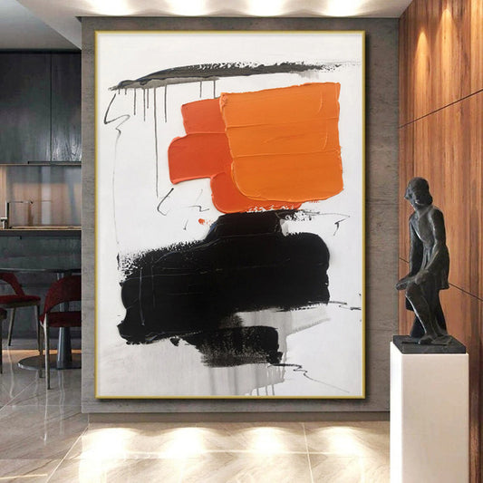 “Orange - Black Abstract Simplicity” - Abstract Minimalist Art CT0490