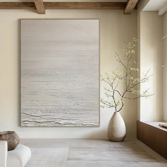 “Soft Gray Textured Serenity” Abstract Acrylic Art CT0124