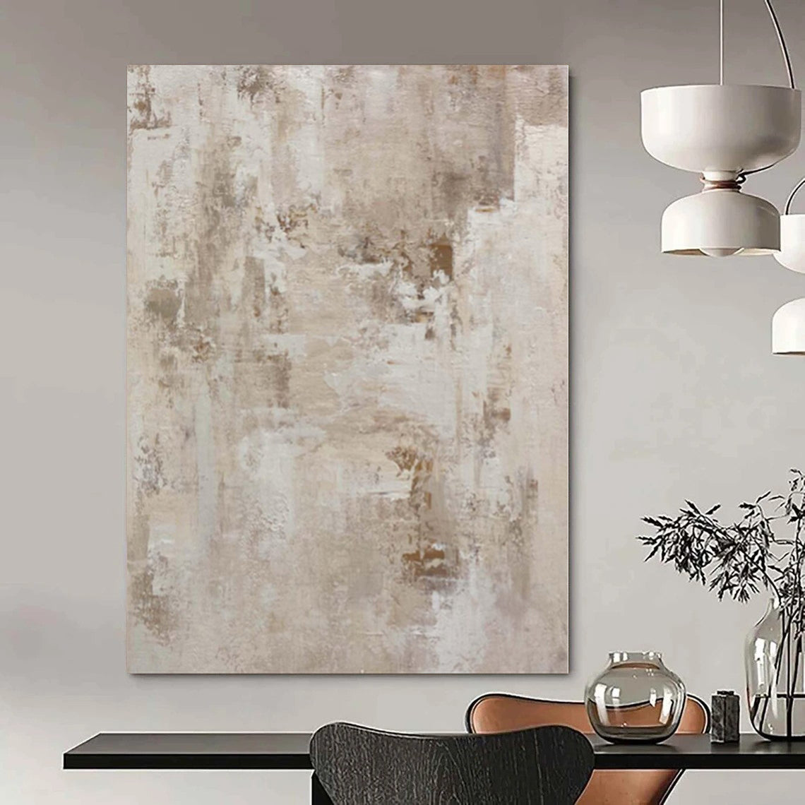 “Beige and Brown Textured Abstract” Layered Acrylic Art CT0152
