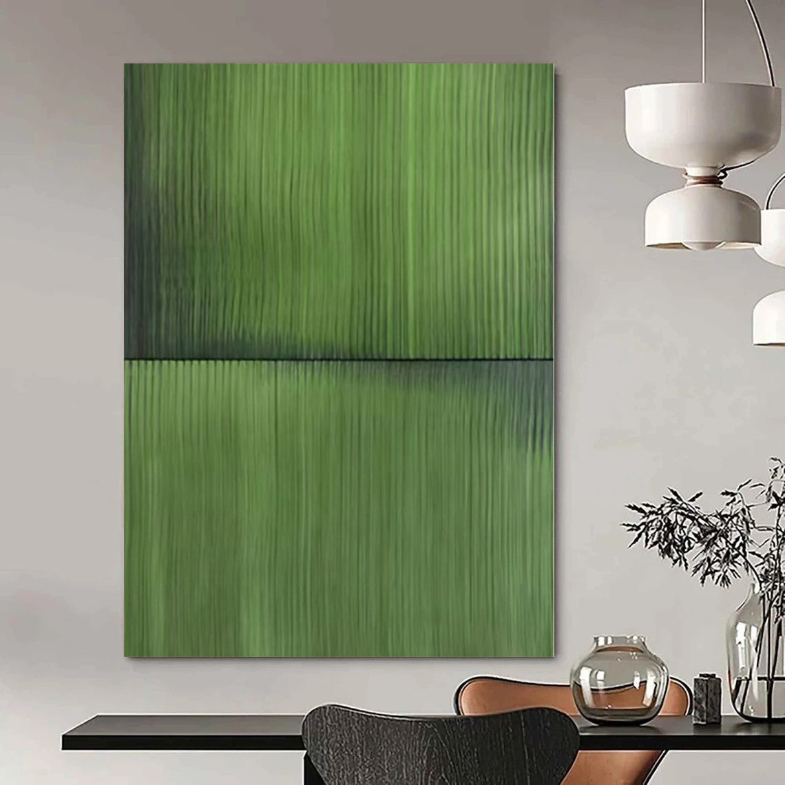 “Dual Green Textured Panels” Minimalist Acrylic Art CT0197