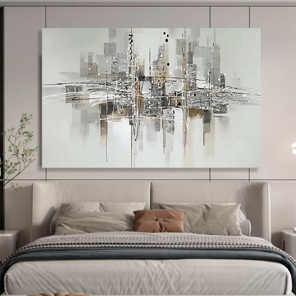 “Urban Echoes” – Monochromatic grays, blacks with energetic, abstract cityscape lines CT1690