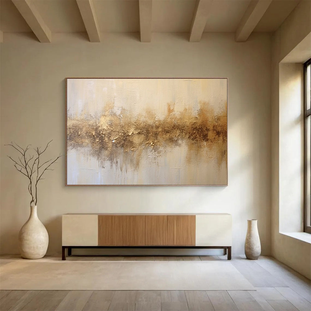 “Textured Gold Strip” - A horizontal strip of textured, metallic gold and brown hues on a light beige background CT1538