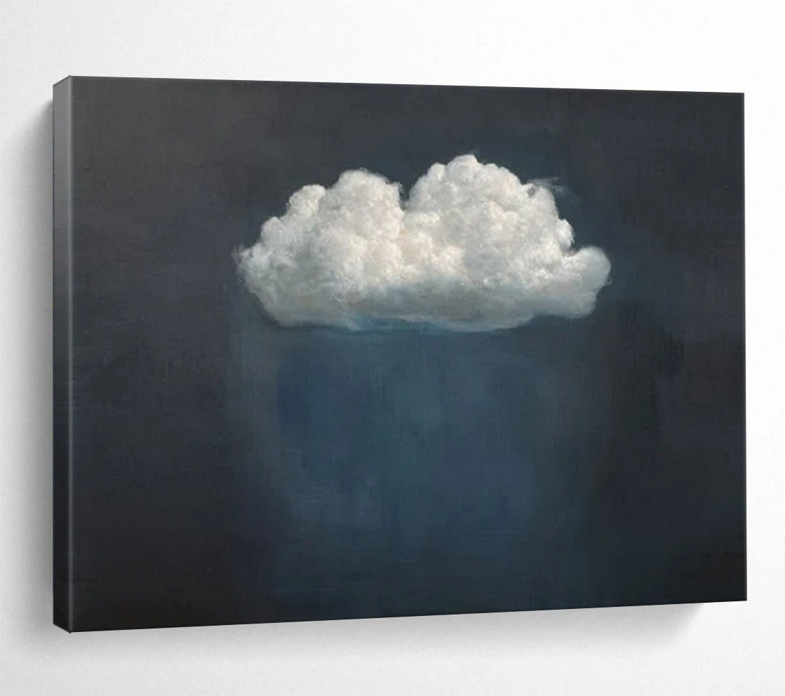 “Lone Cloud” - Dark grays, whites, soft blues; simple, isolated cloud against dark background CT1524