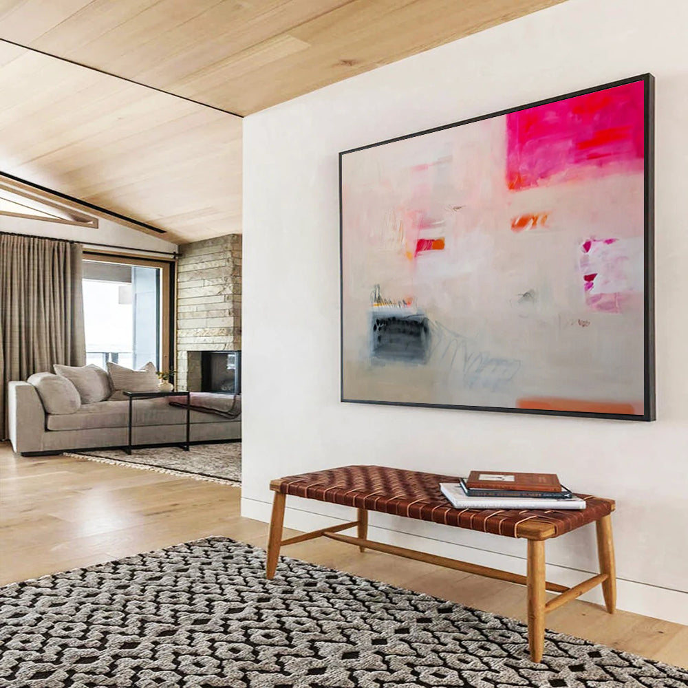 “Subtle Stories” - Soft pinks, oranges, grays; faint, evocative abstract forms CT1502