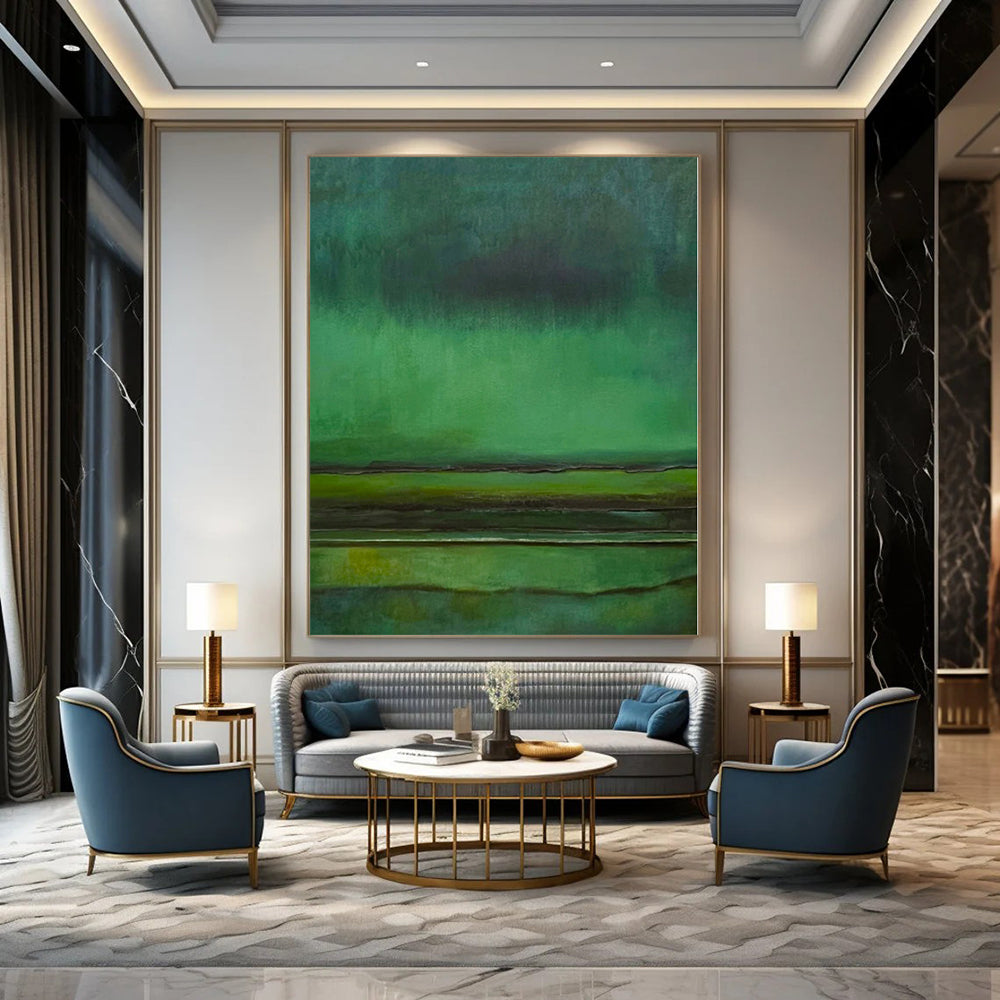“Green - Teal Abstract Layers” Minimalist Acrylic Art CT0190