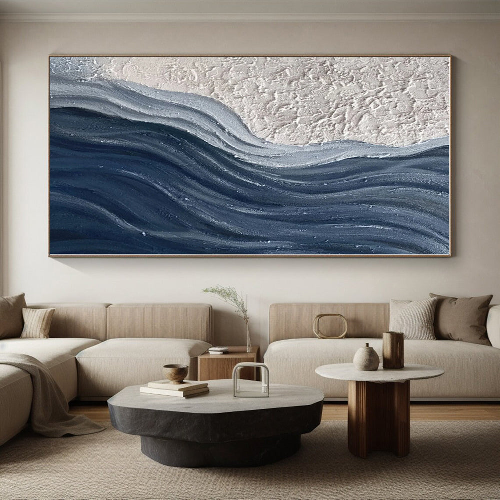 “Textured Blue - White Flow” - Abstract Textural Art CT0425